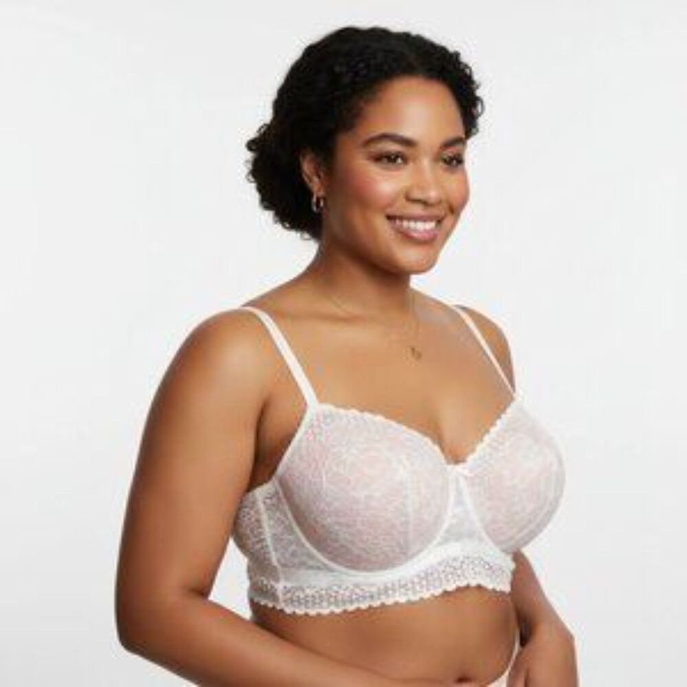 Cacique Pink & White Lace Convertible Contour Underwire Bra 46DDD